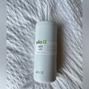 Ello water tumbler with straw white 20 oz